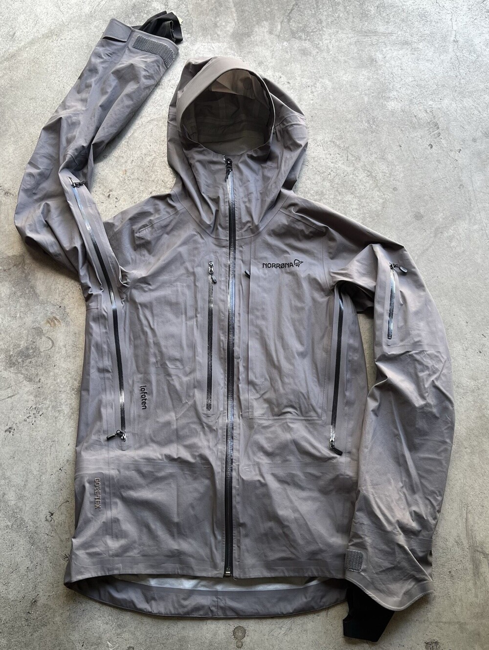 Norrona Mens Small S Lofoten Gore-Tex Active Jacket Grey Zip Up Ski Rain Shell
